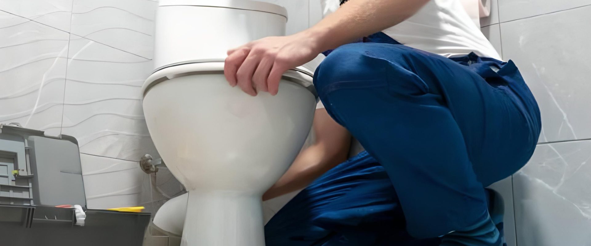 plumber fixing the toilet